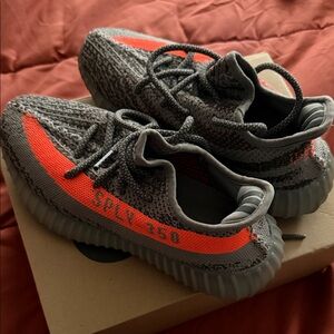 Yeezy Gray and Orange Sneakers